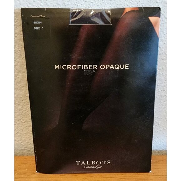 NEW Talbots Microfiber Opaque Control Top Pantyhose Brown Size C - Picture 1 of 8